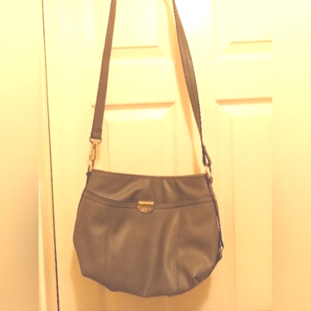 Rosetti gray soft leather purse medium sized hobo style